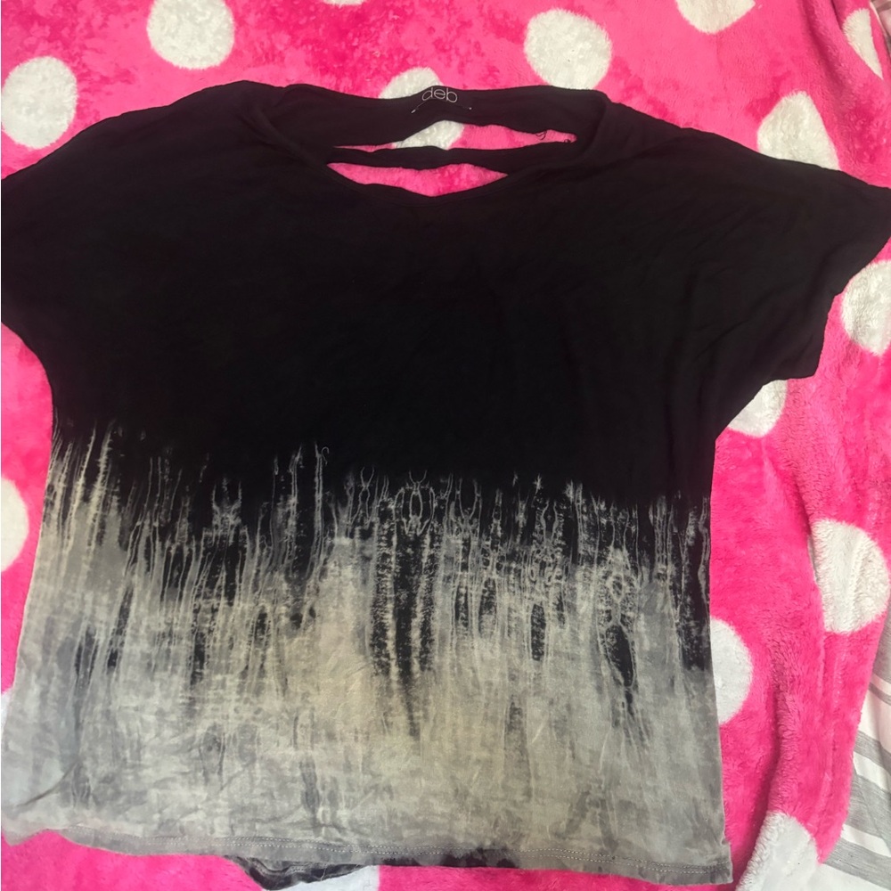 Deb Slashed Gradient Tee | Size L | Edgy Bleach Wash | Streetwear Vibe